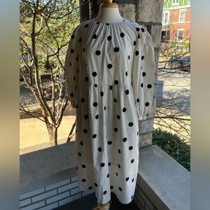 Polka Dot Long Sleeve Midi Dress (Sz L)